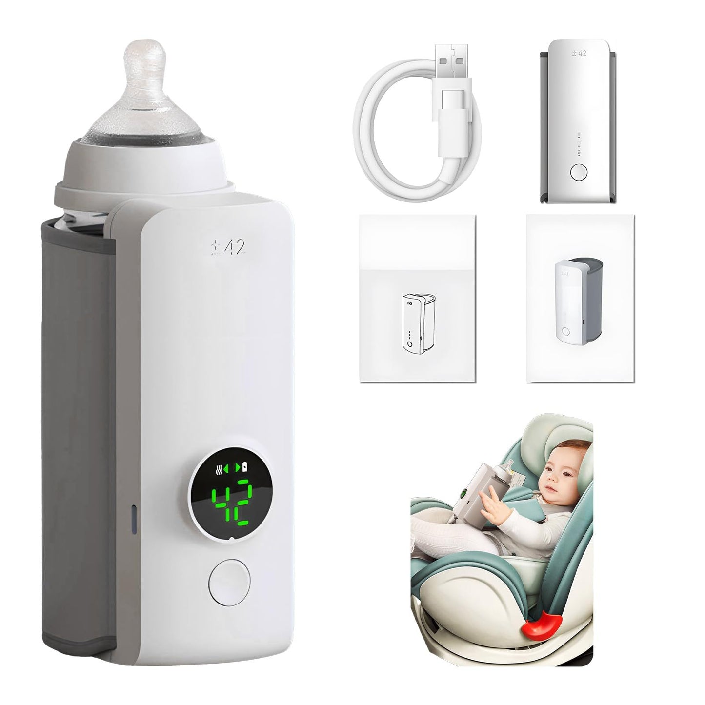 Travel-Friendly Baby Bottle Warmer – Wireless USB Rechargeable Bag